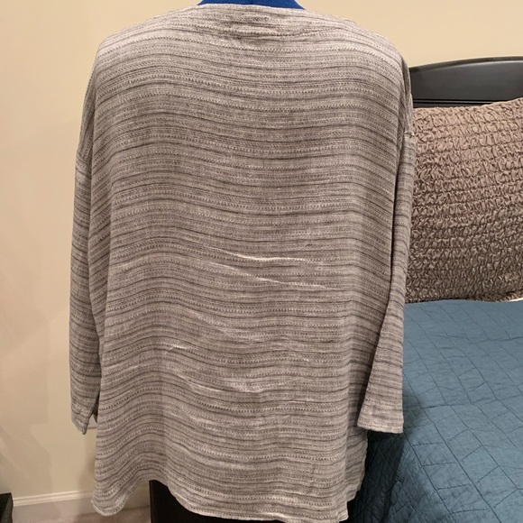 J Jill Striped Half Sleeve Buttton Linen Tunic - Picture 4 of 6